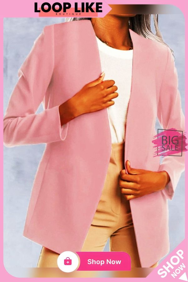 Loose Casual Solid Color Cardigan Blazer