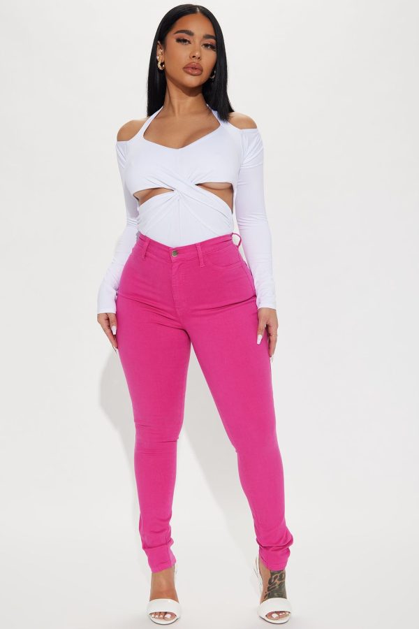 Women's Classic Color High Waist Skinny Jeans in Raspberry Size 20 Plus