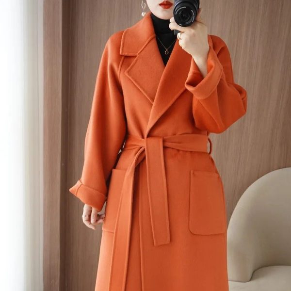 100% Wool Coat Women's Wear 2024 Autumn/Winter Fashion Temperament Double sided Cashmere Coats with