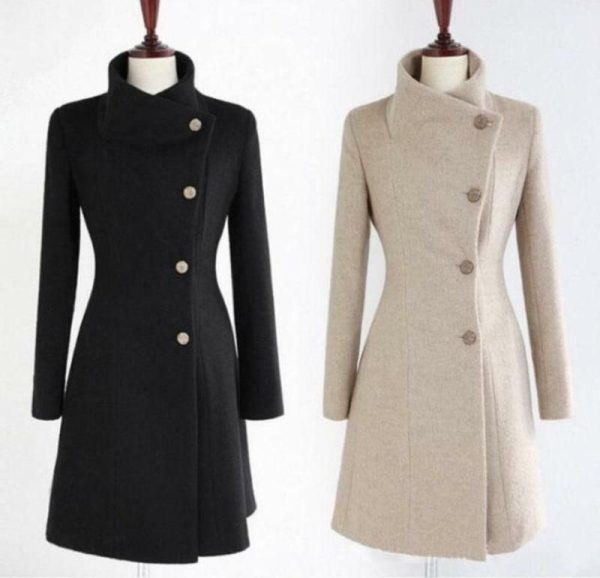 Womens Outwear Parka Thicken Long Wool Blend Trench Coat Overcoat Warm Winter