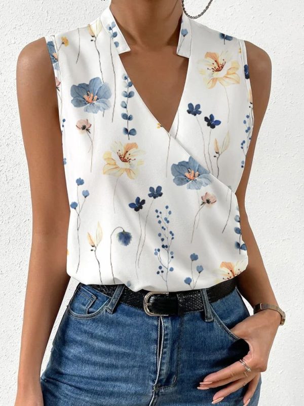 Zingj Summer Printed Shirt French Style Design Blouses Apricot flower-XXL