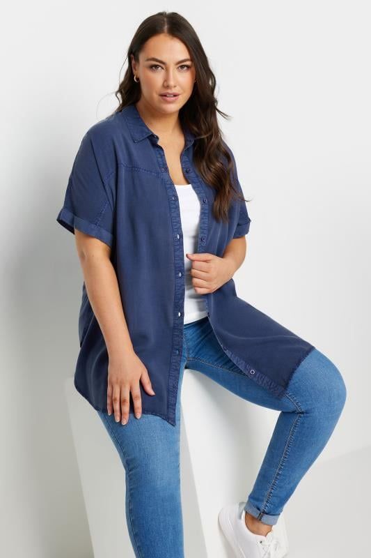 YOURS Plus Size Indigo Blue Chambray Shirt