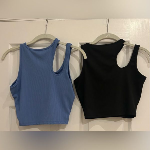 Shein Tops | Set Of 2 Micro-Ribbed Tanks - Shein | Color: Black/Blue | Size: S