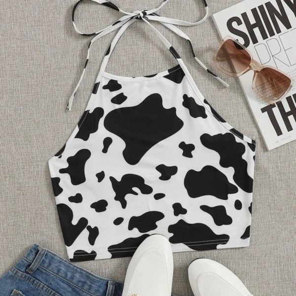 Shein Tops | Cow Print Top | Color: Black/White | Size: Xs