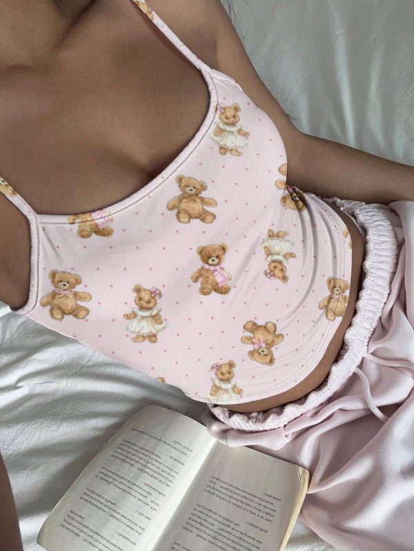 Women Casual Sexy Bear Graphic Camisole Tank Top
