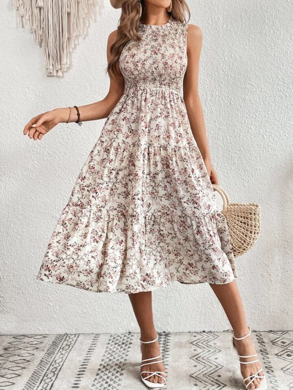 Breezaya Allover Floral Print Layered Hem Dress Maxi Vacation Beach Outfits Women