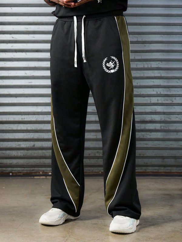 Men's Contrast Trim Drawstring Waist Casual Sweatpants