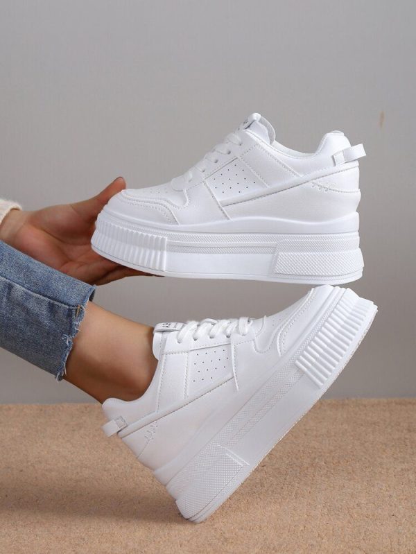 Women's Casual Wedge Athletic Sneakers, Black Classic Breathable Slip-On Platform Shoes, & Versatile, 2025 New Arrival Small White Travel Shoes