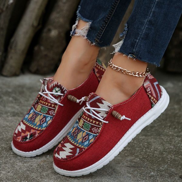 Zingj Shoes, New Women's Shoes, Flat Soles, Casual Shoes, Soft Soles, Old Beijing Cloth Shoes. Red-41