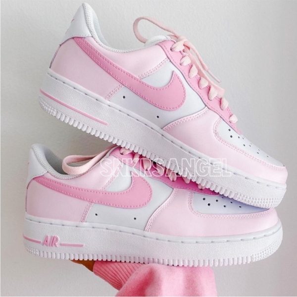 Nike Shoes | Nike Custom Air Force 1 Low Baby Pink Barbie Pink Sneakers | Color: Pink/White | Size: Various