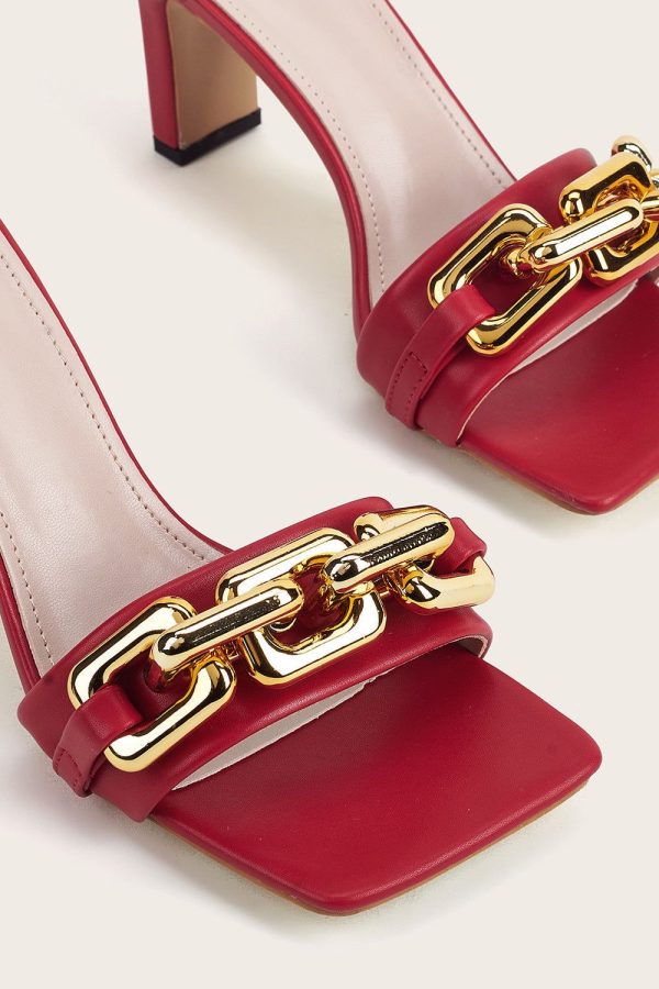 Zapakasa Women Red PU Sandals Slippers