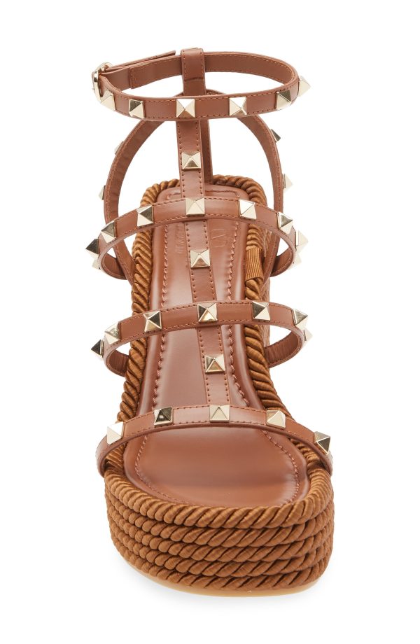 Valentino Garavani Rockstud Espadrille Sandal in Tobacco at Nordstrom, Size 12Us