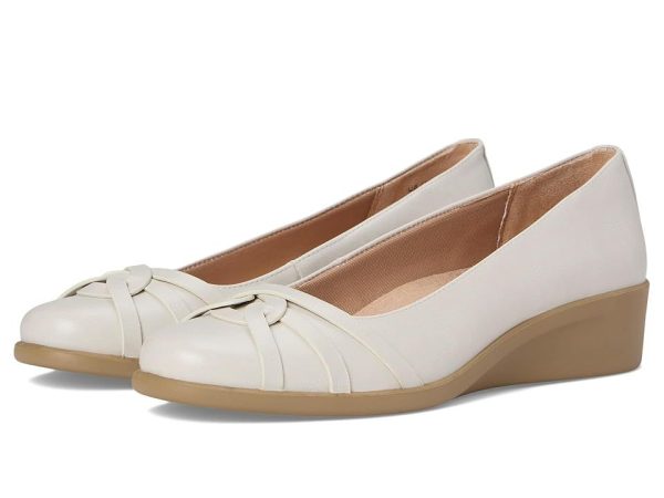 LifeStride Jorie Skimmers Women's Flat Shoes Bone Faux Leather : 8 W (C)