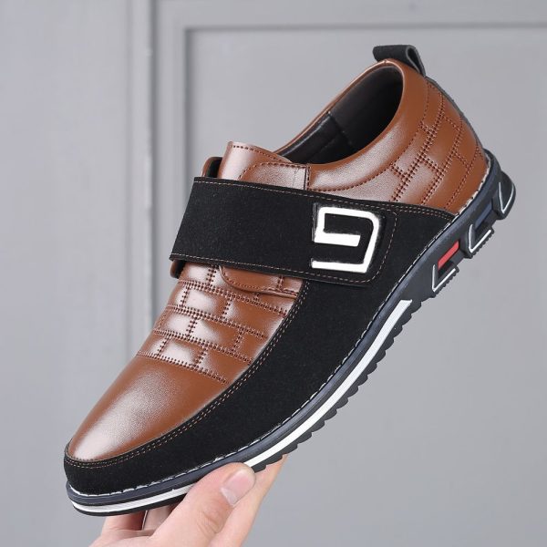Zingj Zingj Fashion Casual Single Shoes Velcro Set Foot Embroidered Men's Leather Shoes Fashion Plus-Size Men's Shoes Wenzhou Shoes Brown-49