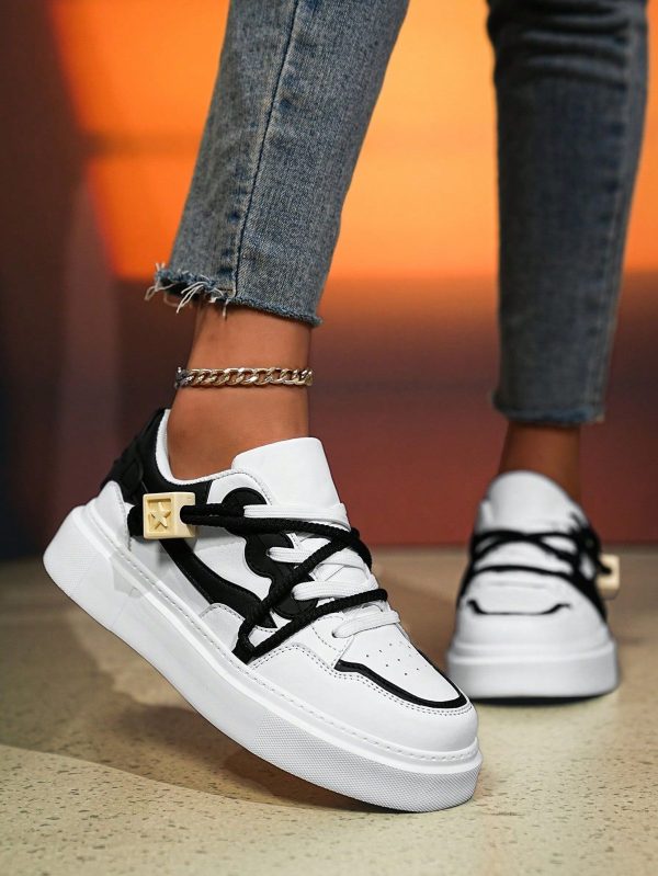 Women's Outdoor Fashion Casual Comfortable Breathable Anti-Slip Durable Low-Top Contrast Color Sneakers Sports Shoes Skateboarding Shoes For Daily Wear, Spring And Summer