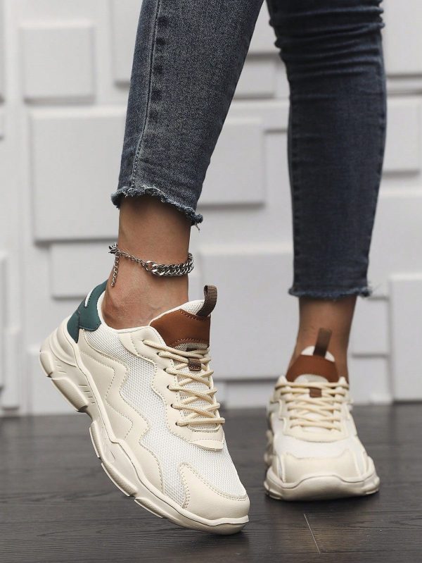 Women's Outdoor Low-Cut Lightweight Breathable Fashion Casual Chunky Sneakers, Suitable For Spring, Summer, Autumn, And Winter