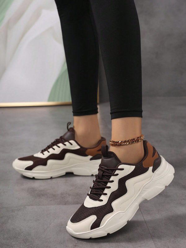 Women's Spring New Thick Sole Chunky Sneakers, Casual Sports Shoes, Breathable Anti-Slip