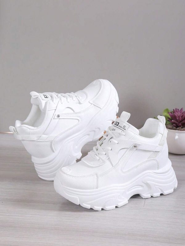 New Spring And Autumn Women's Chunky Sneakers With Thick Platform, Casual, High Heel, Sports Shoes