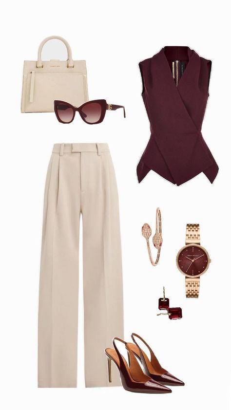 IT Girl 2025 Work Outfit Maroon Outfit Modern Fit