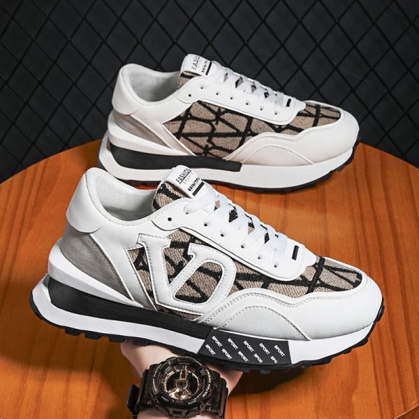 Mingyejia 2025 Summer New Men's Shoes Fashionable and Casual Trendy Thick Sole Mesh Trendy Shoes Versatile, Breathable and Comfortable white red-39