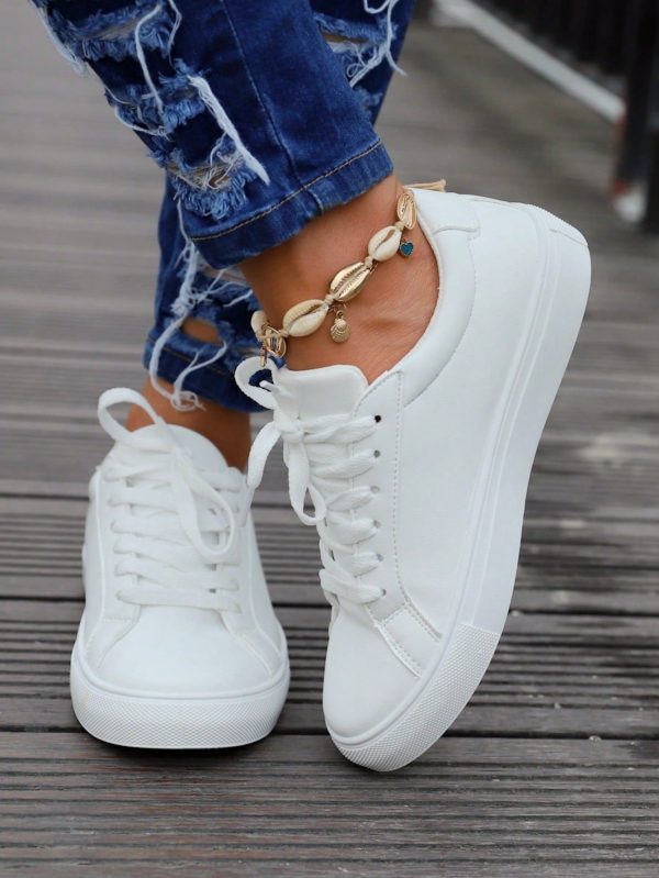 Women's Casual Sneakers, Lace-Up Flat Skate Shoes For Spring And Summer Outdoor Wear