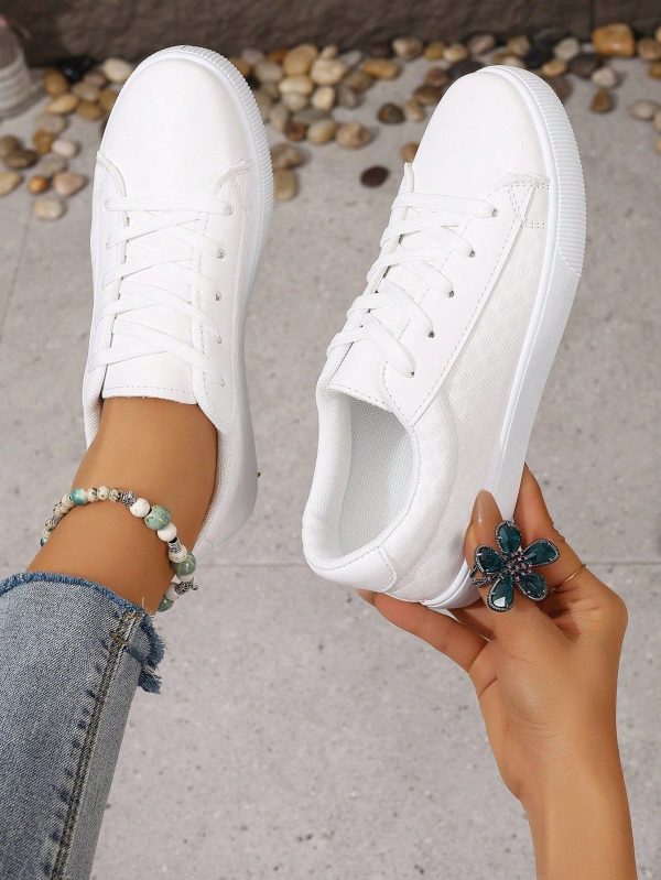 Women's Casual White Sport Sneakers Flat Sole Breathable Athletic Shoes