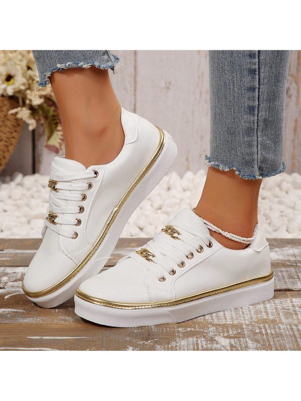 Women's Low Top Sneakers - Anti-Slip Sole & Round Toe For All-Day Comfort