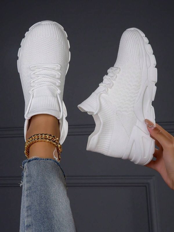 Versatile Classic White Sneakers - Fashionable, Lightweight, Comfortable Running Shoes For Women. Soft, High-Elastic Soles For Outdoor, Walking Use. Black Shoes, Clear Shoes