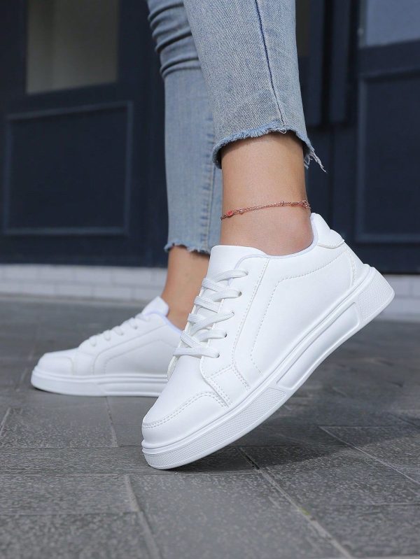 Women White Sneakers, 2024 New Summer Breathable Casual White Flat Shoes