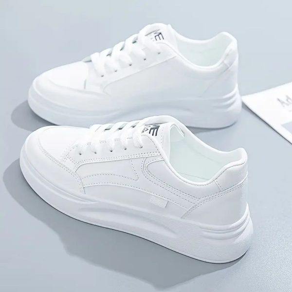 Zoe Shoes | Women's Platform Skate Shoes, Versatile Height Increasing Lace Up Low Top Shoes, | Color: White | Size: Various