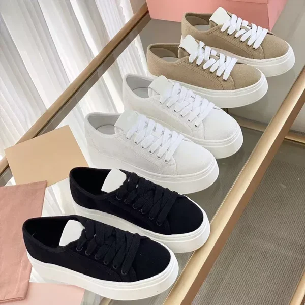 New 24-Year Miu Women's Casual Fashionable Versatile Canva Shoes Thick Base Board Shoes Sporty