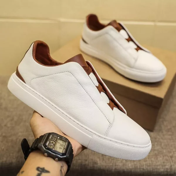 Lasaky - Luxury Low-Top Sneakers - Fashionable Slip-On Sporty Casual White Shoes - White, 44