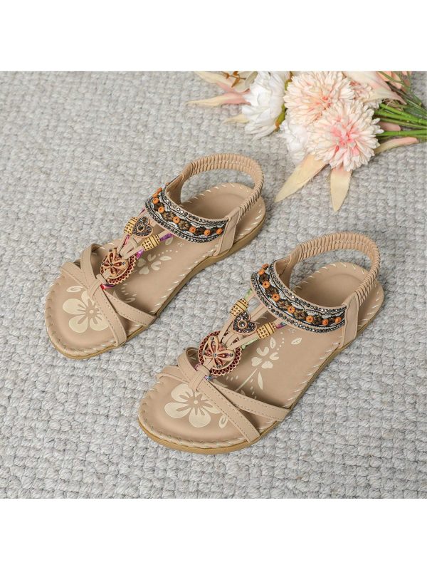 Women's Flower Print Beach Sandals - Lightweight Summer Flat Shoes
