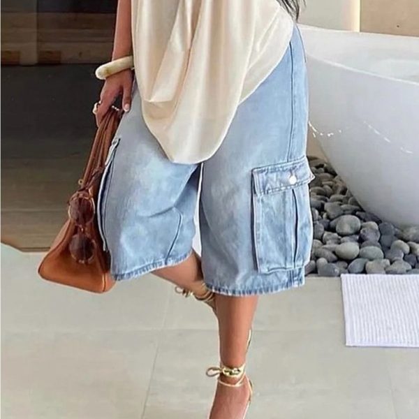 Stylewe Shorts | Cargo For Style! Women's Light Blue Cargo Shorts | Color: Blue | Size: Xxlj