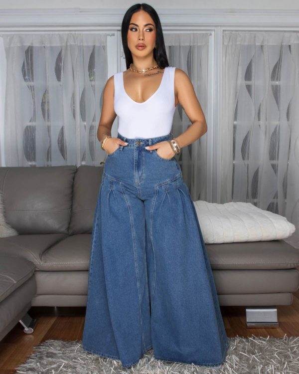 Renata Blue Denim Wide Legs Jeans - L