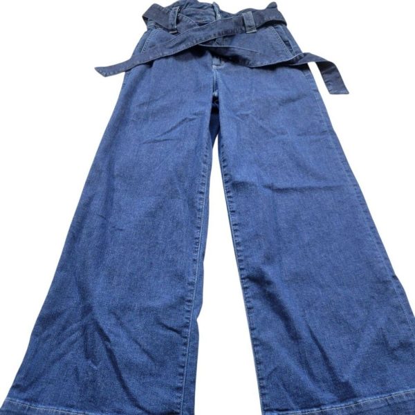 J.Crew Jeans | J Crew Denim Jeans Women's 26 Wide Leg Belted Crop Denim Dark Wash Stretch | Color: Blue | Size: 26
