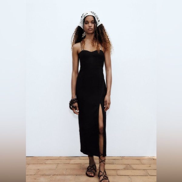 Zara Dresses | Nwt Zara Linen Sundress Sz L | Color: Black | Size: L