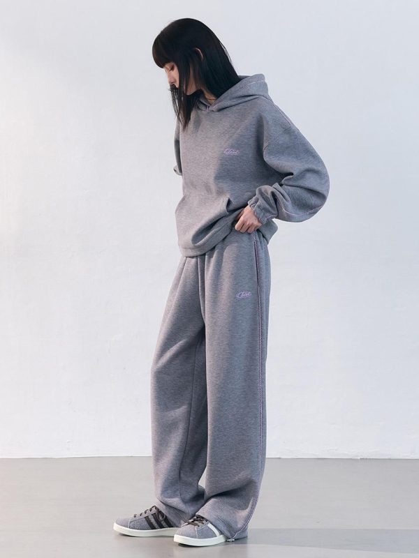 Line Pointed Training Hoodie Set - Gray Charcoal