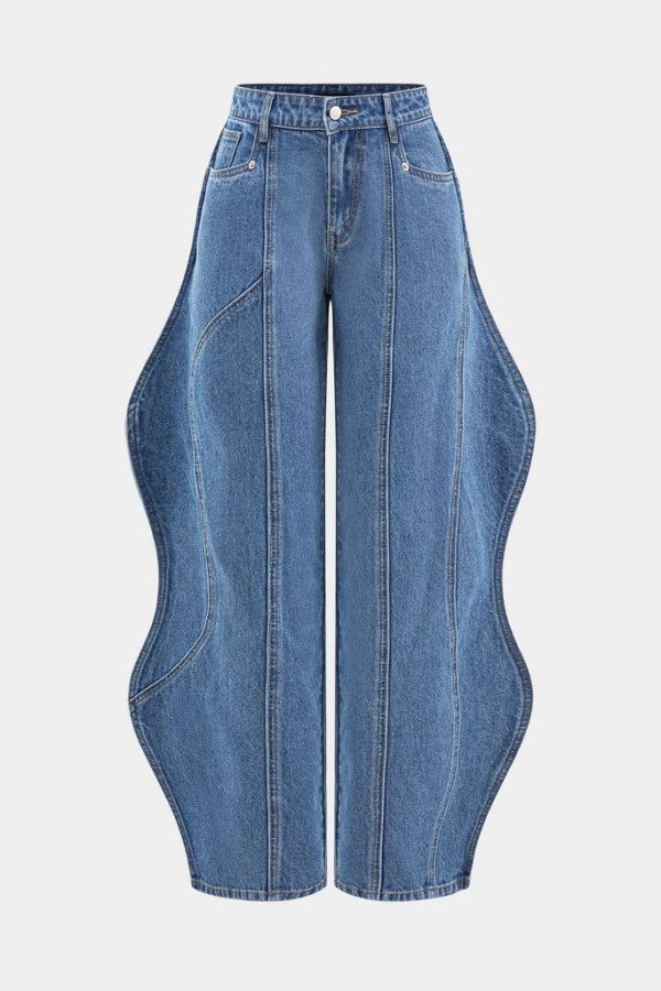 Wave Leg High Waist Barrel Jeans
