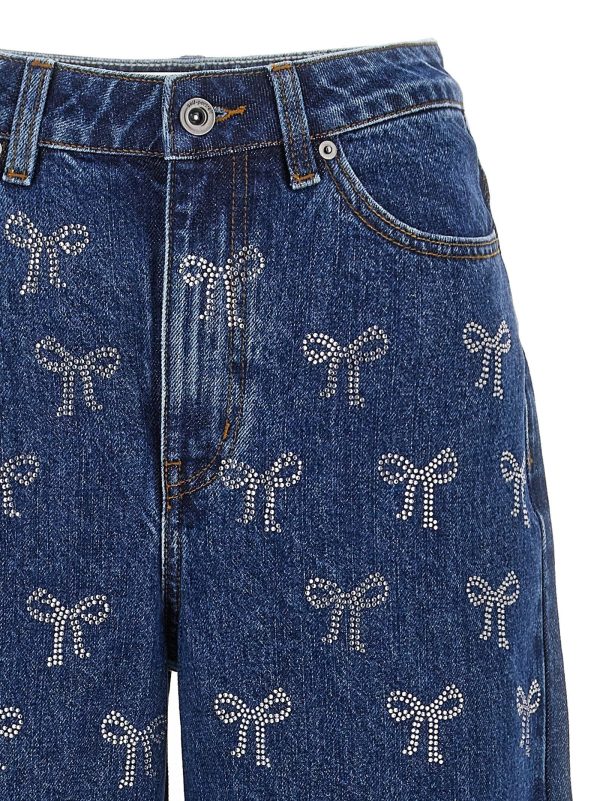 Self-portrait Rhinestone Bow' Jeans - Blue