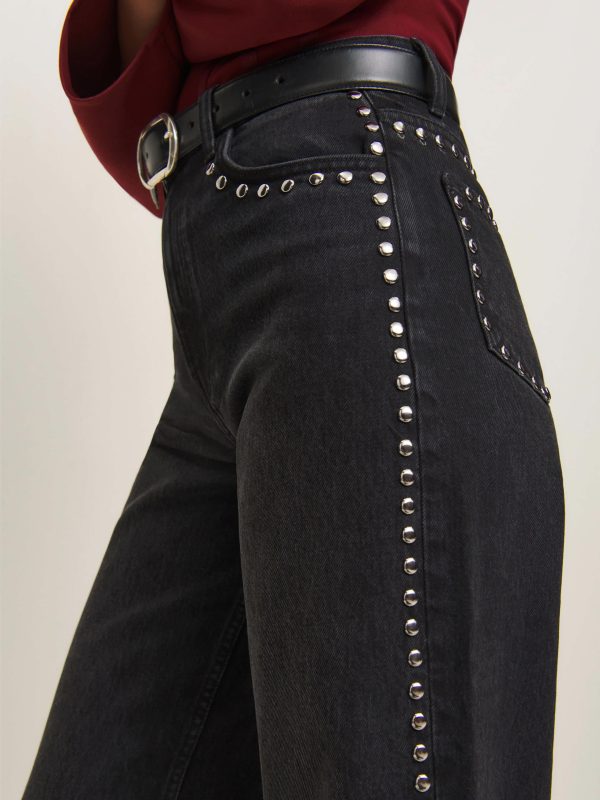 Reformation Cary High Rise Wide Leg Jeans - Vana Studded