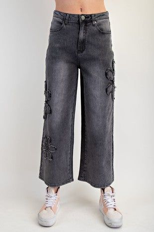 Flower Patch Straight Leg Jeans by Easel - Medium
