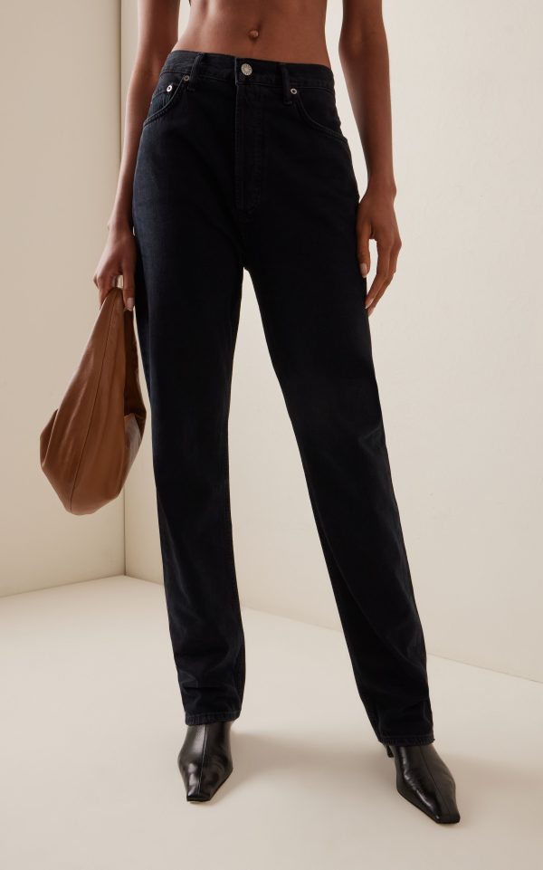 Elegant 90�s Pinch Waist Long Rigid High-Rise Straigh-Leg Jeans 2025