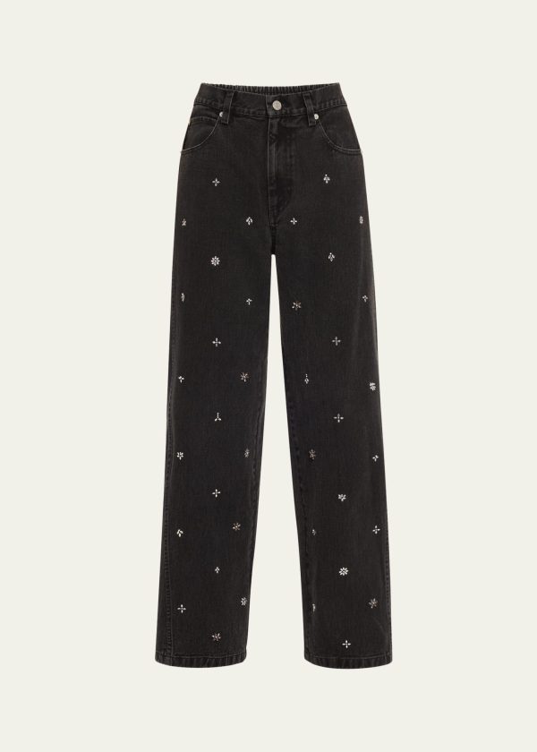 Sea Bala Beaded Straight-Leg Jeans