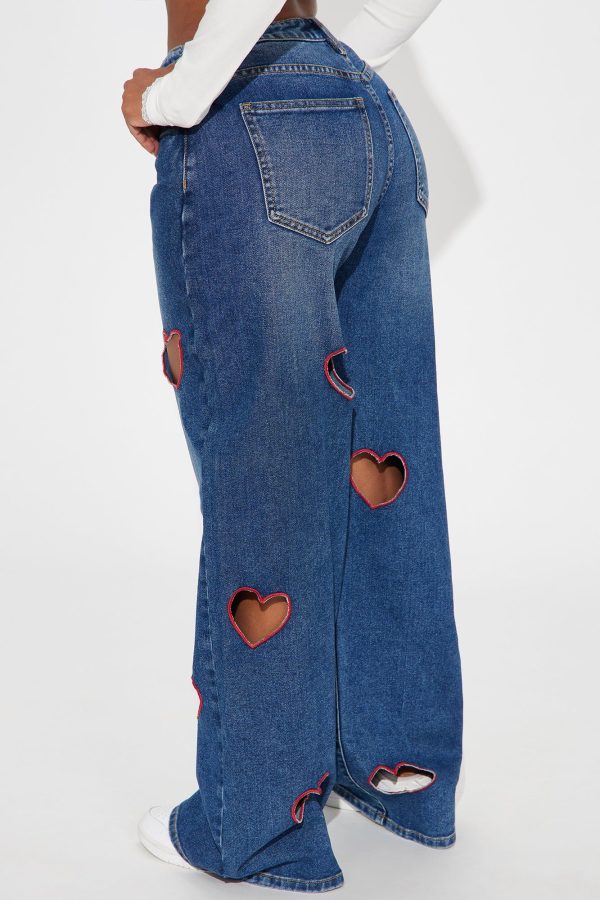 Women's Take My Heart Wide Leg Jeans in Medium Wash Size 13