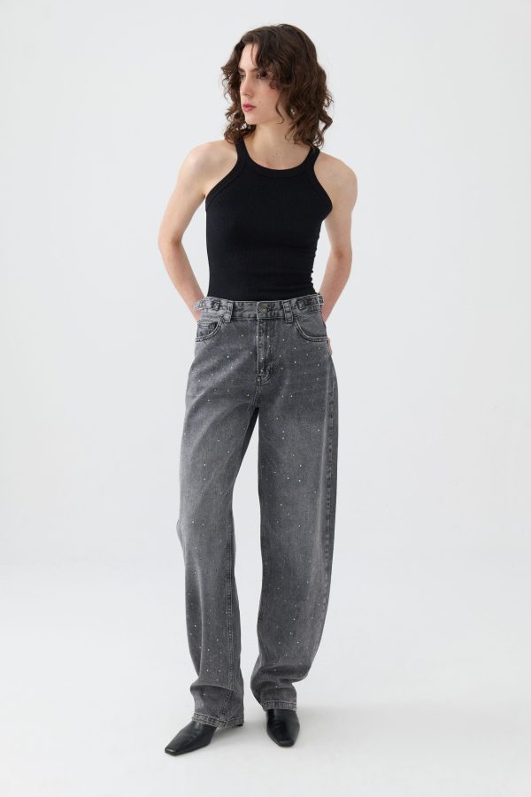 Nocturne High Waisted Balloon Jeans in Charcoal Anthracite at Nordstrom, Size Medium