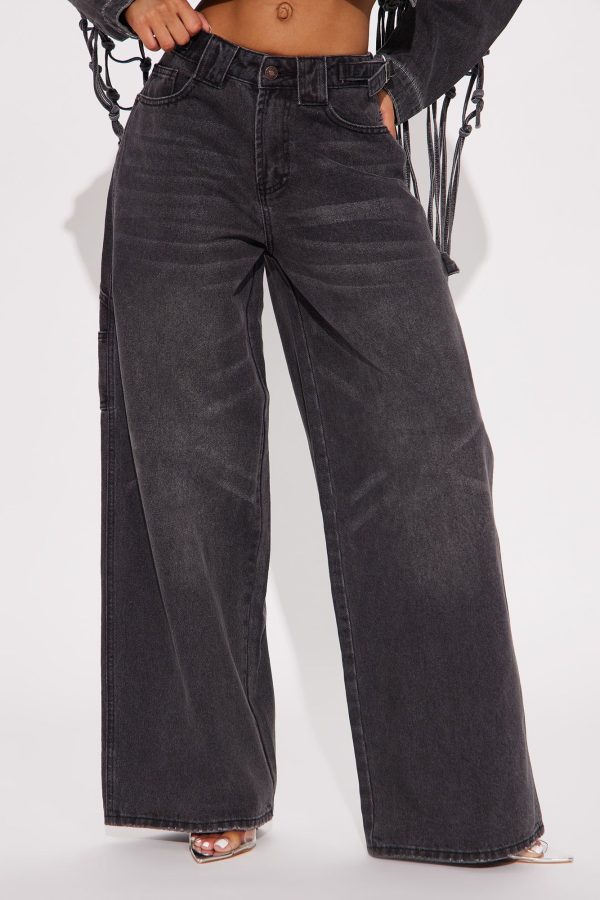 Women's Marnie Carpenter Wide Leg Jeans in Black Wash Size Small