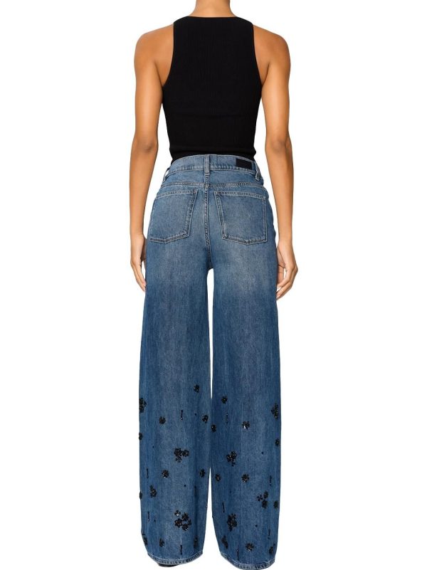 Dl1961 Hepburn Wide Leg High Rise Jeans - Embellished