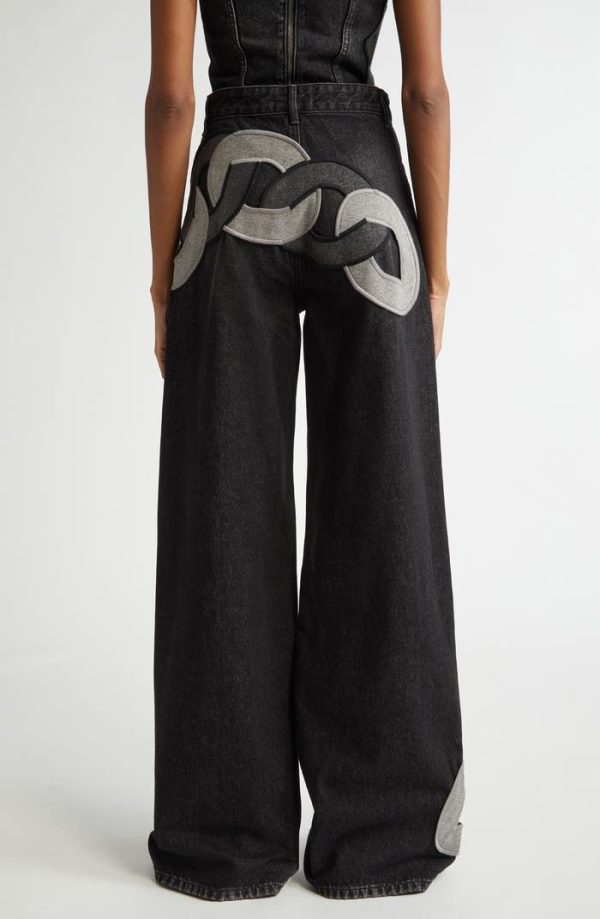 Area Chain Cutout Wide Leg Jeans | Nordstrom