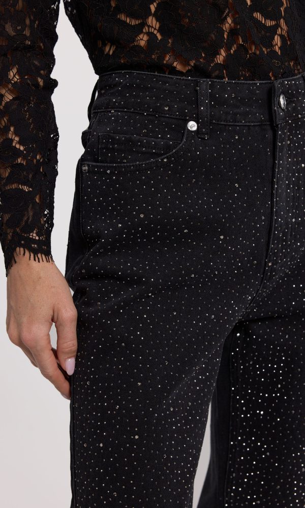 Baylor Compact Crystal Jeans - 25 / Washed Black/ Hematite